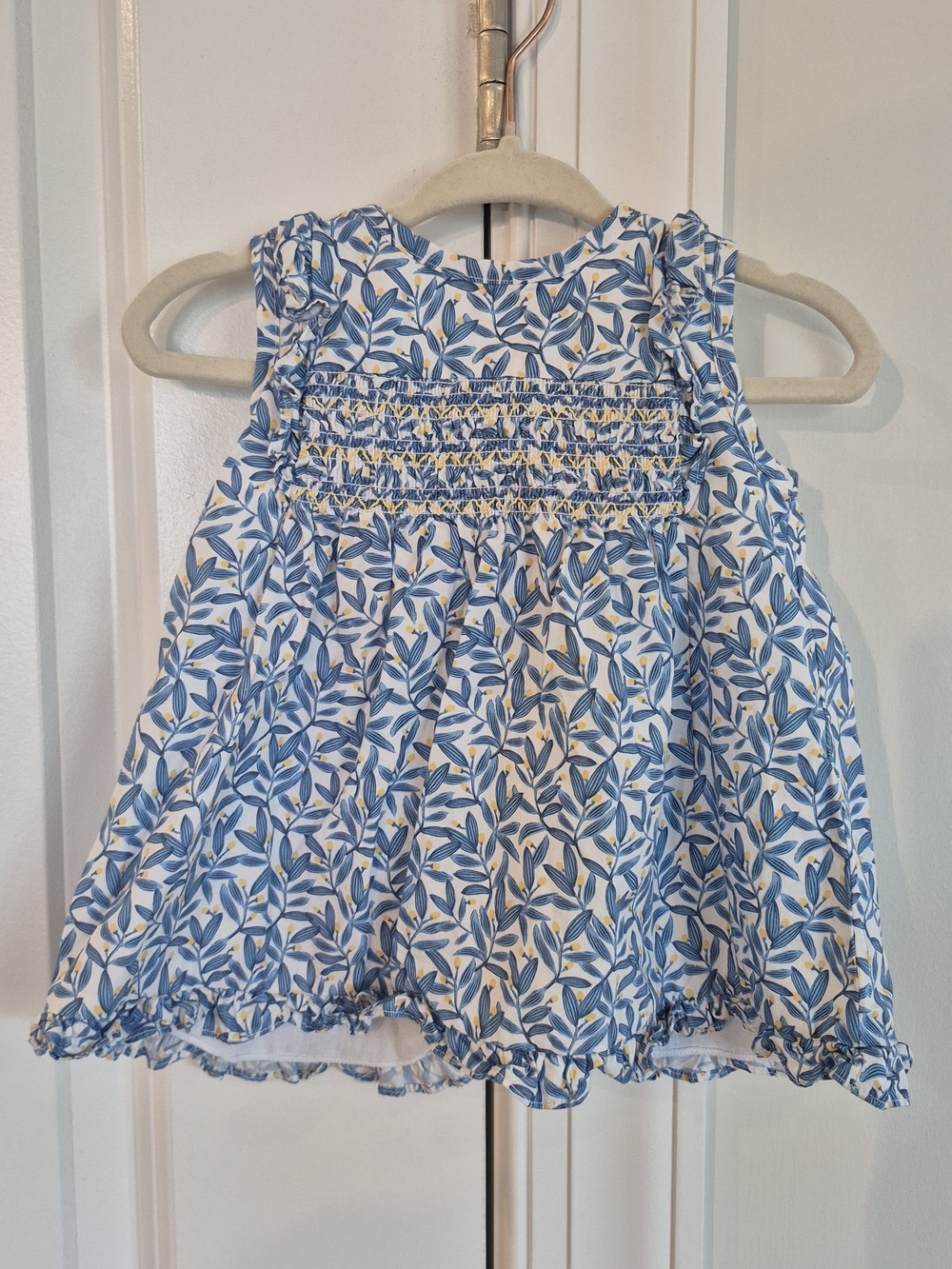 European Baby Girl Blue Floral Dress & Bloomer Set Doña Carmen